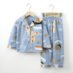 子供用パジャマ春と秋の綿の長袖の子供の家の服のスーツの2つのセットは1つの代理をサポートします。