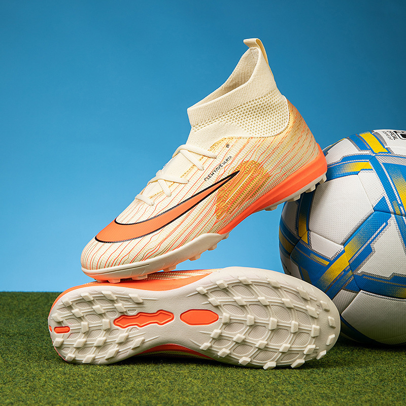 Zapatillas de Fútbol de Cuello Alto para Niños TF y AG TPU y Caucho Transpirable para Césped