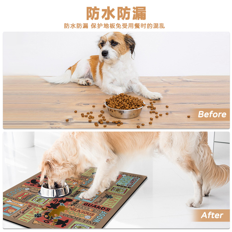 Tapete de Cuero para Alimentación de Mascotas, Impermeable para Perros y Gatos