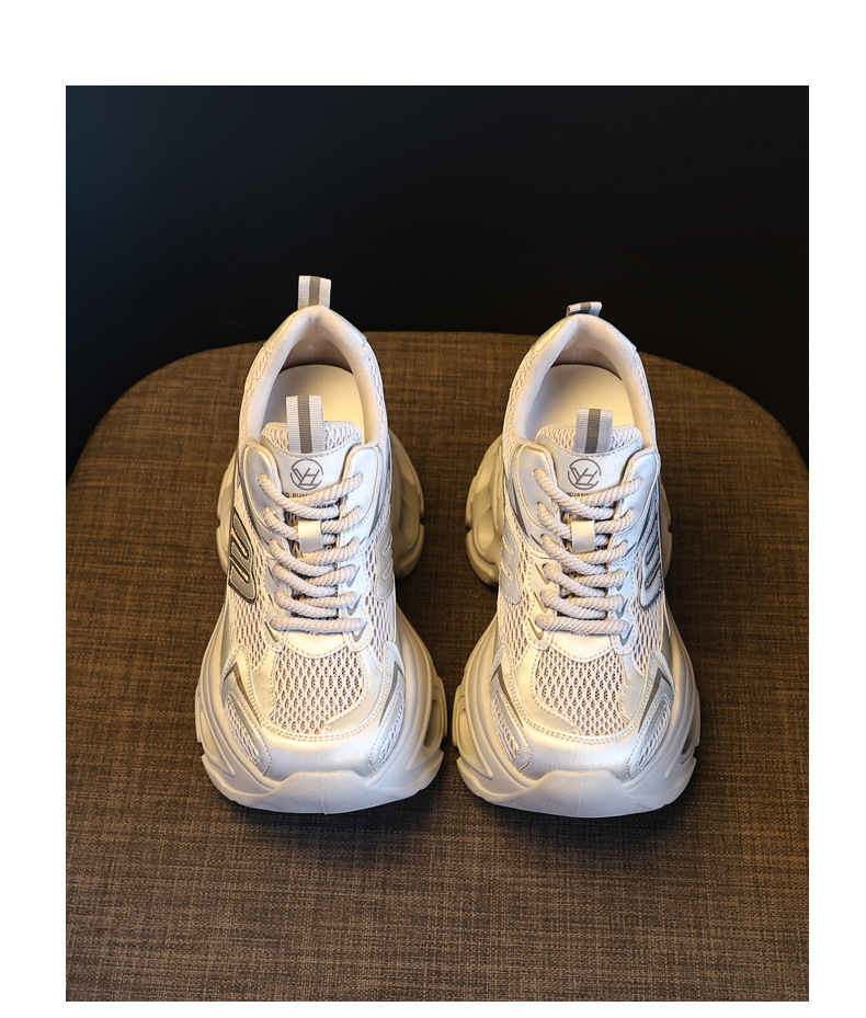 Giày sneaker cao gót nữ đế xuồng platform tăng chiều cao 10.5 cm — màu trắng, màu xám chi tiết 18