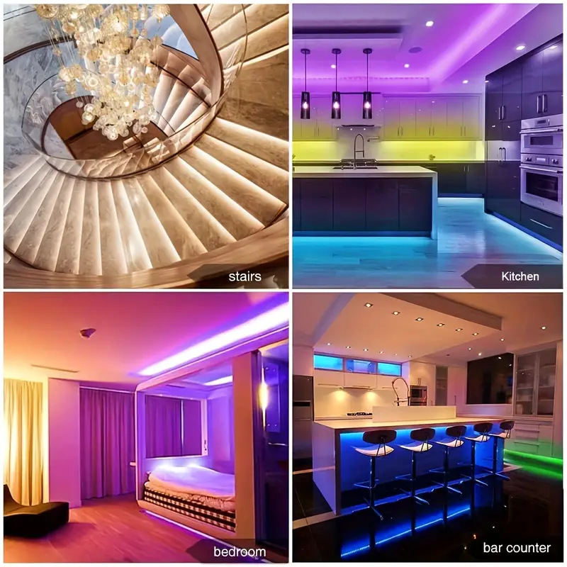 Tira de Luces LED de 12v Transfronteriza, con Bluetooth de 44 Teclas, Autoadhesiva, Colorida, Luz Ambiental RGB, Juego de Tiras de Luces