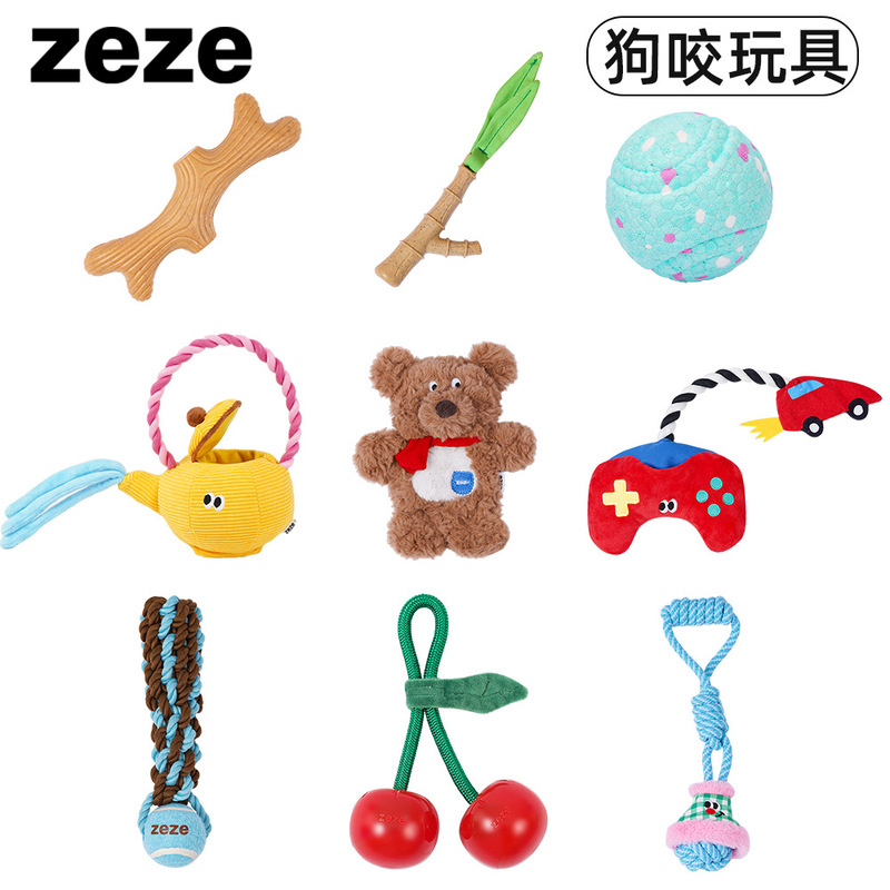 Zeze Dog Toy for Teeth Cleaning and Chewing, Durable Rope Knot Dog Tug-Of-War, Interactive Boredom-Relief Chew Toy Collection