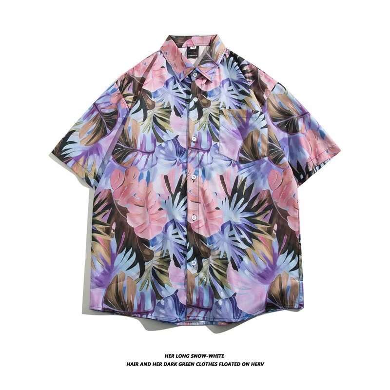 Camisa con botones de solapa suelta de manga larga de todo fósforo de la calle para hombres Venta caliente Flor colorida Impresión digital 3D