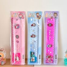 新品可爱入油流沙尺卡通布布减压流沙尺儿童学生20cm直尺塑料尺子