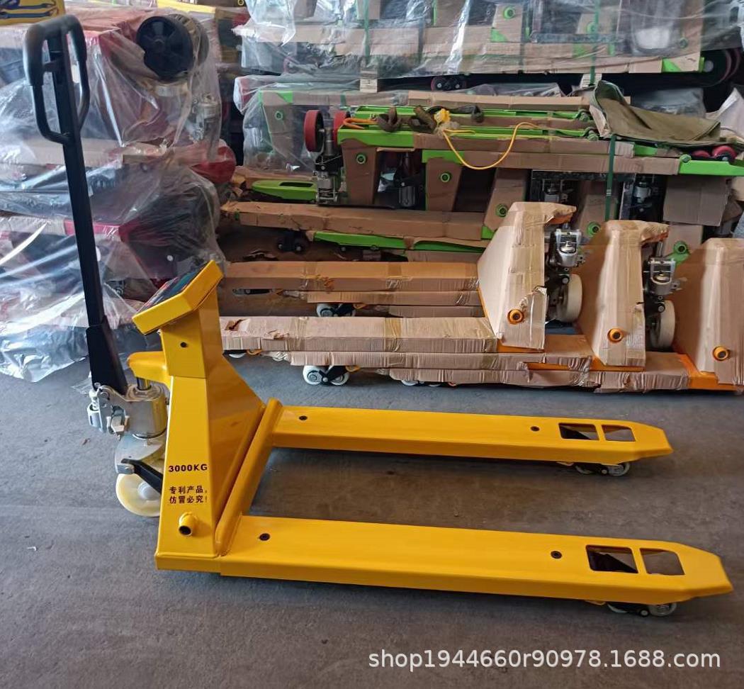 佛山钧力电子叉车秤手动液压搬运车地牛带称重叉车托盘车地磅3吨