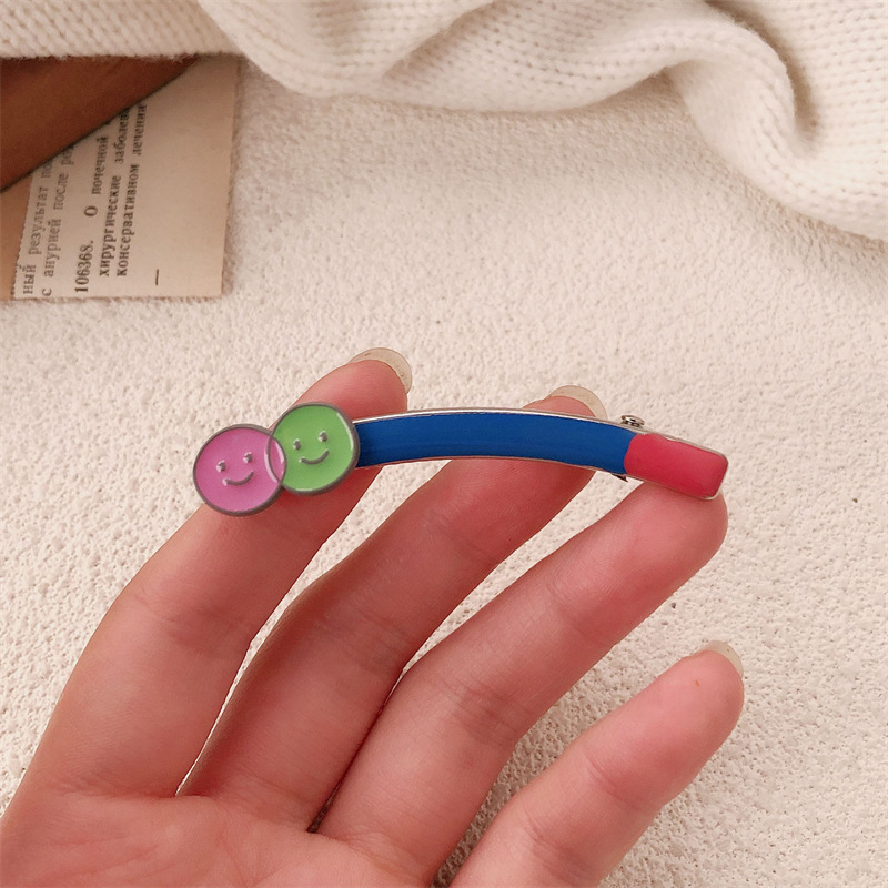 2025 nuevo estilo coreano goteo color sonriente clips de pelo nicho femenino clips laterales de cabello roto buquete clips de cabello corto adornamiento para el pelo