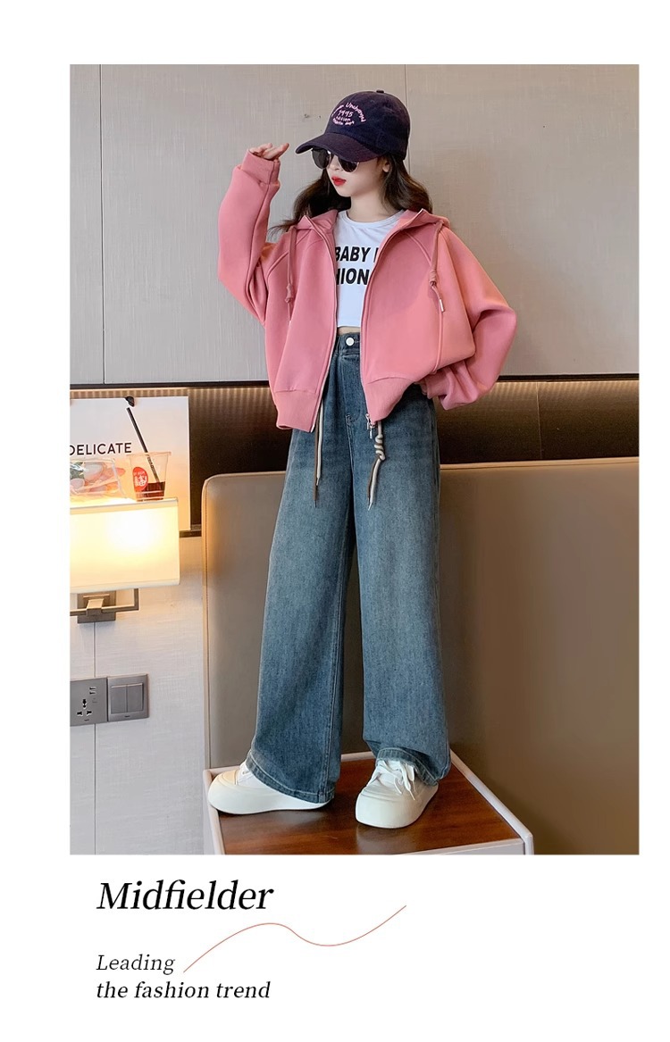 Ensemble sweatshirt cardigan ample à manches longues enfant_voghion.com