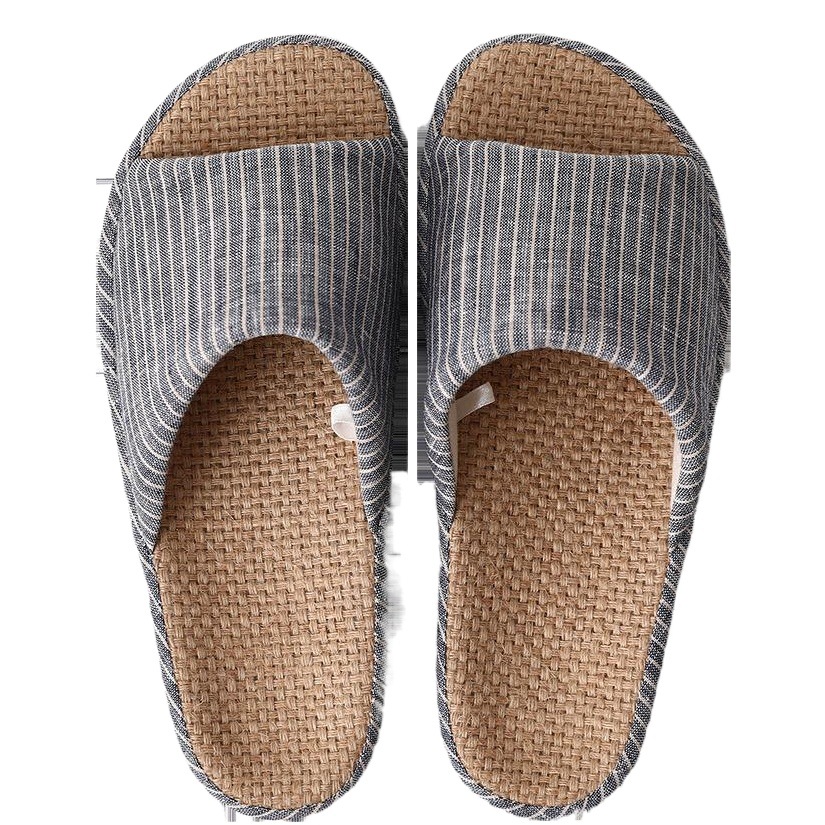 Ke Yiyuan estilo japonés simple algodón y lino primavera y verano pareja casa interior Four Seasons Basin Bottom zapatillas de plataforma para el hogar