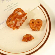 珉晨饰品复古可颂蝴蝶圈碱水面包结醋酸大号发抓夹鲨鱼夹发饰批发