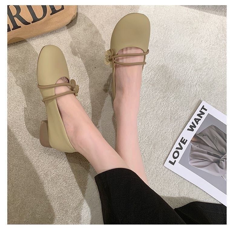 Cuero suave estilo francés nueva suela ultra suave zapatos de sol único temperamento suave zapatos de mujer con base plana
