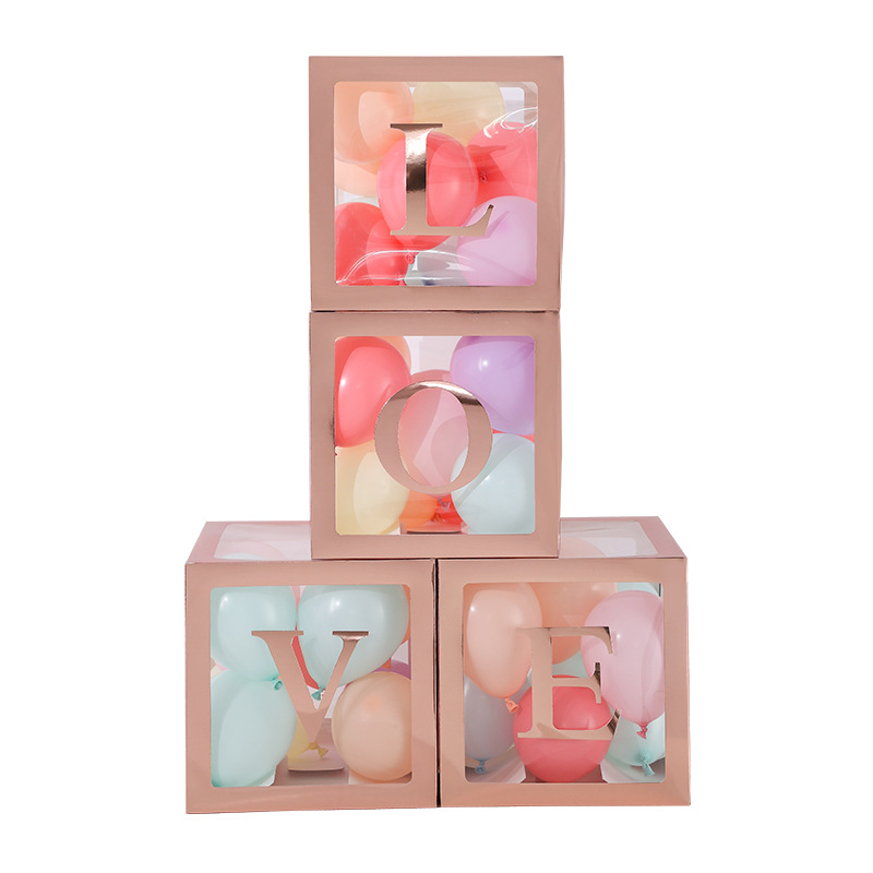 Celebridad de Internet caja transparente bebé cumpleaños 26 cartas amor graduación boda decoración bebé globo en caja joyería