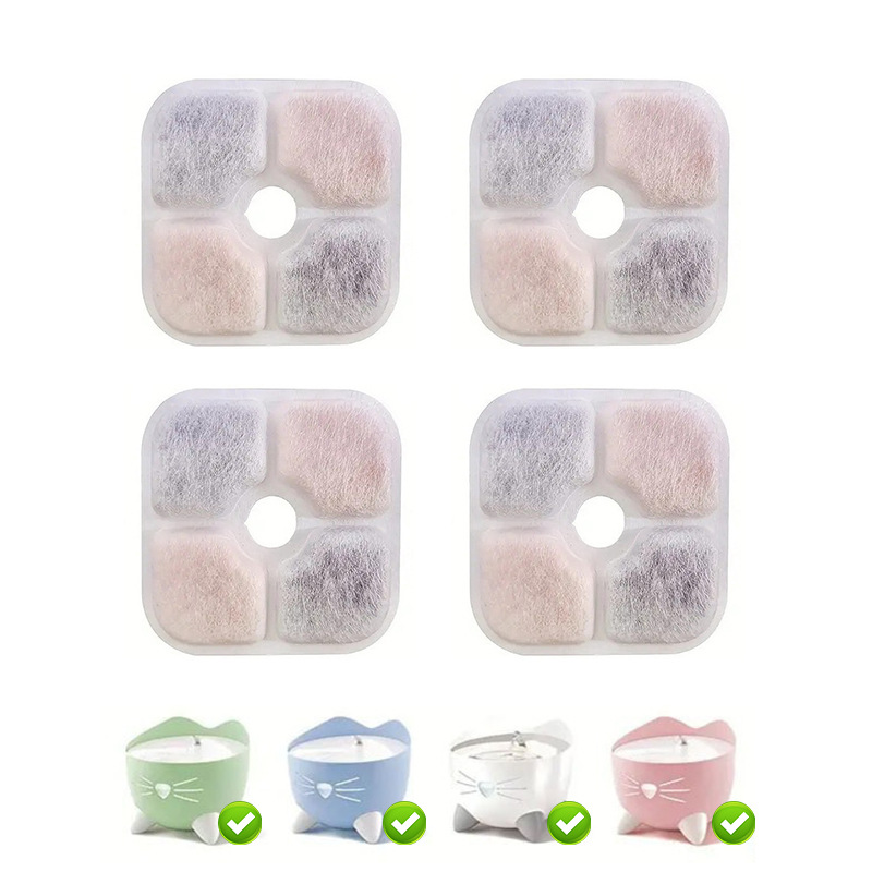 Filtros para bebedores de agua para mascotas adaptados a una variedad de bebedores de agua para gatos multifiltración de cabello de filtro de algodón carbón activado