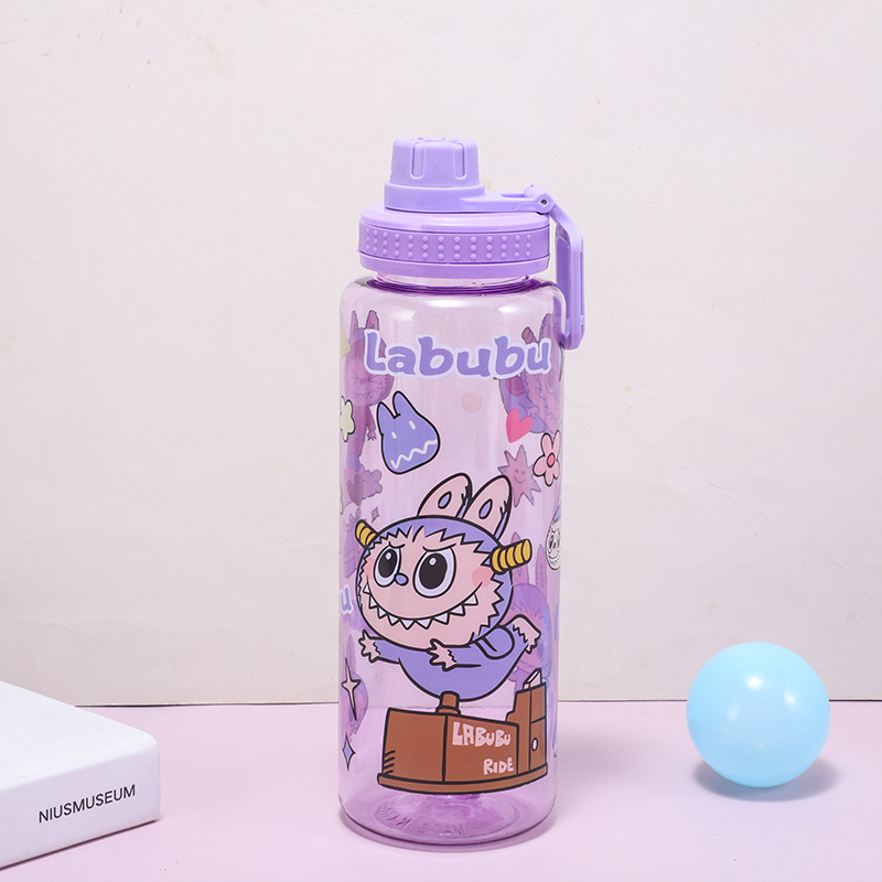 Labubu 漫画子供用プラスチックカップ、見栄えの良い、大容量、透明な子供用ウォーターカップ、ハンドル付き、ポータブル、大容量|undefined