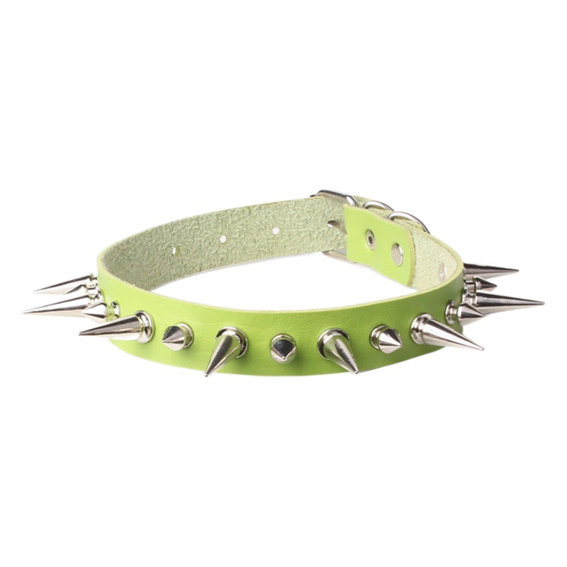 European and American Harajuku Punk Pu Leather Multi-Pointed Nail Collar Necklace Jewelry Fashionable Women's Alternative Neck Chain Clavicle Chain