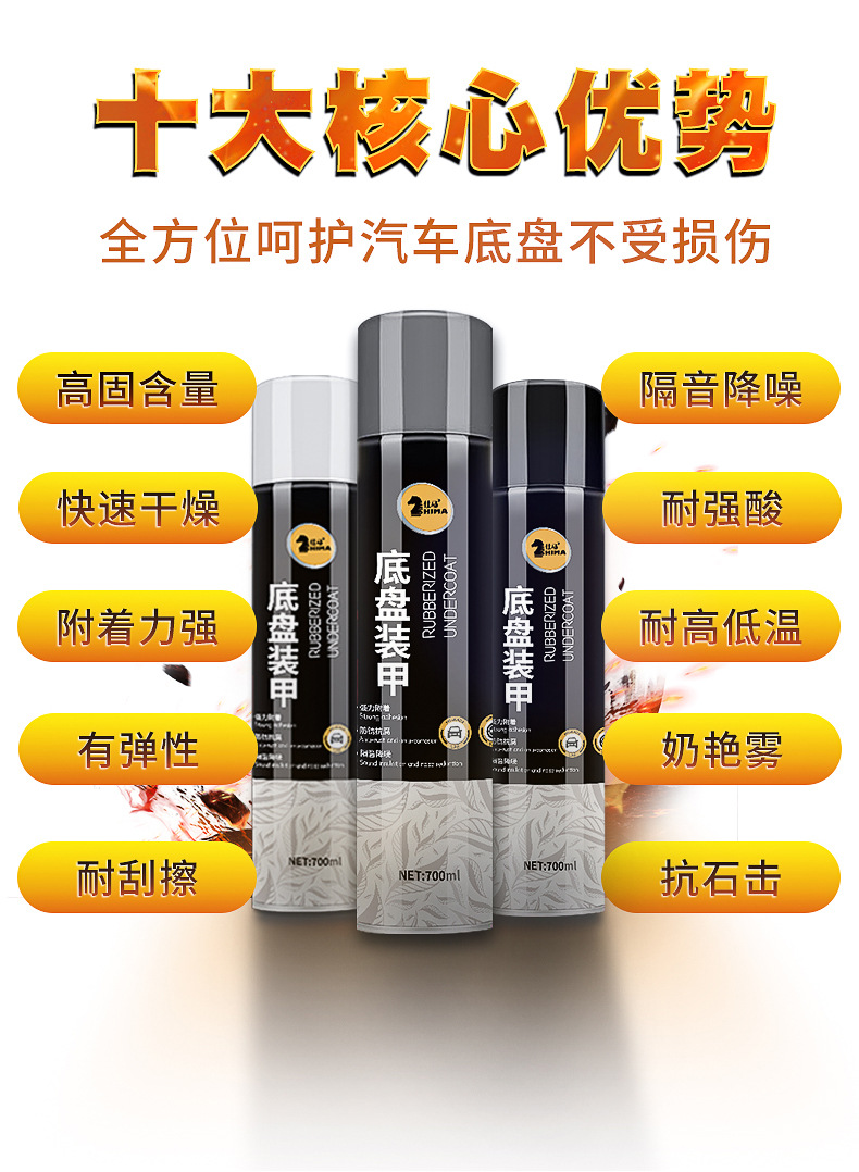 Undercarriage Armor Self-Spraying Car Undercarriage Anti-Corrosion and Anti-Collision Resin Rubber Anti-Rust Anti-Aging Soundproof Particle Spray Agent