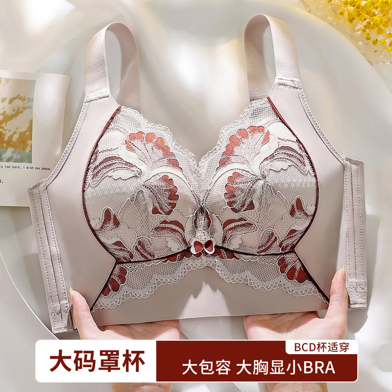 Large Bust Minimizing Ultra-Thin Full Cup Plus Size Bra for Women Without Underwire, Gathers Side Breast and Reduces Bust Size