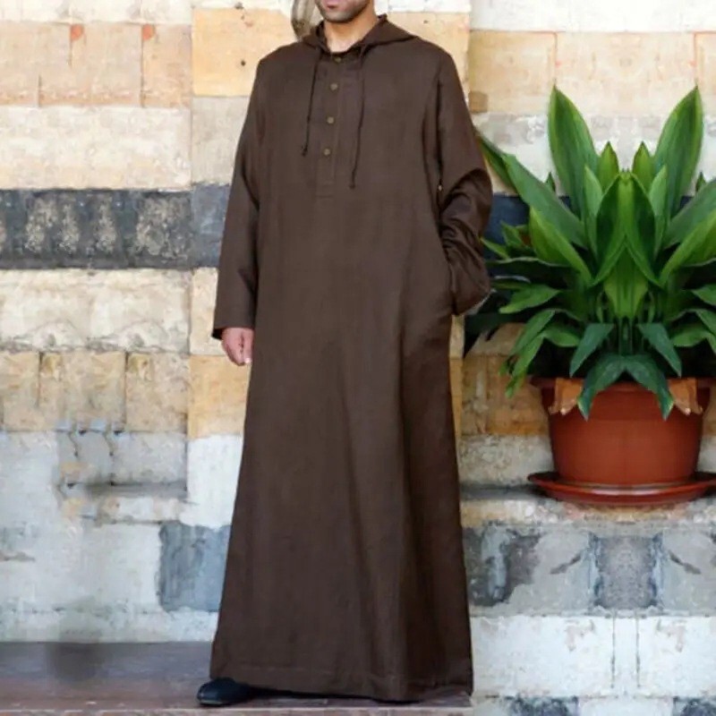 2025 Cross-Border Foreign Trade Aliexpress Style Simple Long Men's Hooded Shirt Robe for Men