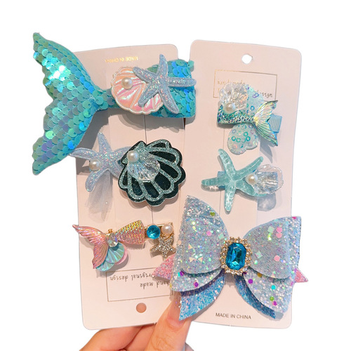 Children's mermaid hair accessories, ice and snow hairpins, side clips, little princess hairpins, super fairy hair accessories
