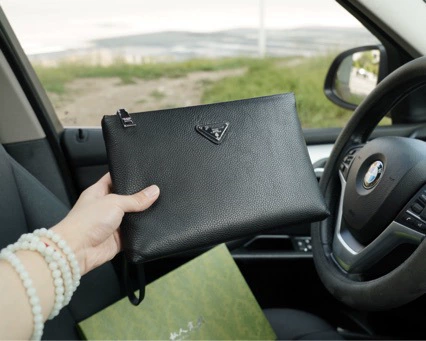 Hand loop bag, small clutch bag for leisure, genuine leather