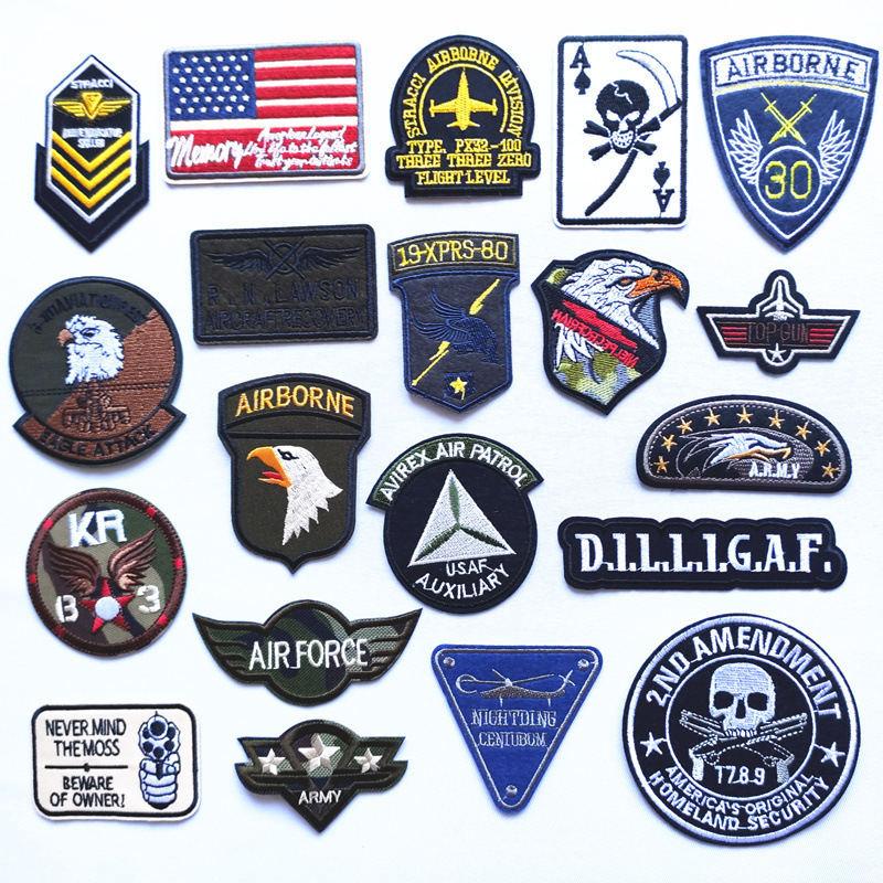 【爆款】衣服大补丁贴 徽章绣花章仔 刺绣布贴绣花标厂家直销背胶