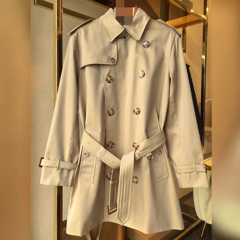 Men's British Style New Waterproof Classic Walmon Double-Breasted Gabby Cotton Short Men's Windbreaker