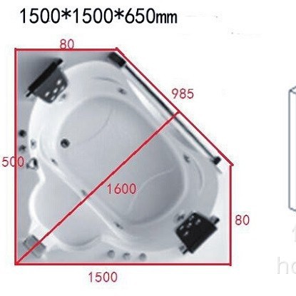Dual fan para parejas bañera triángulo diamantes formando bañera de persona pequeña casa bañera de esquina
