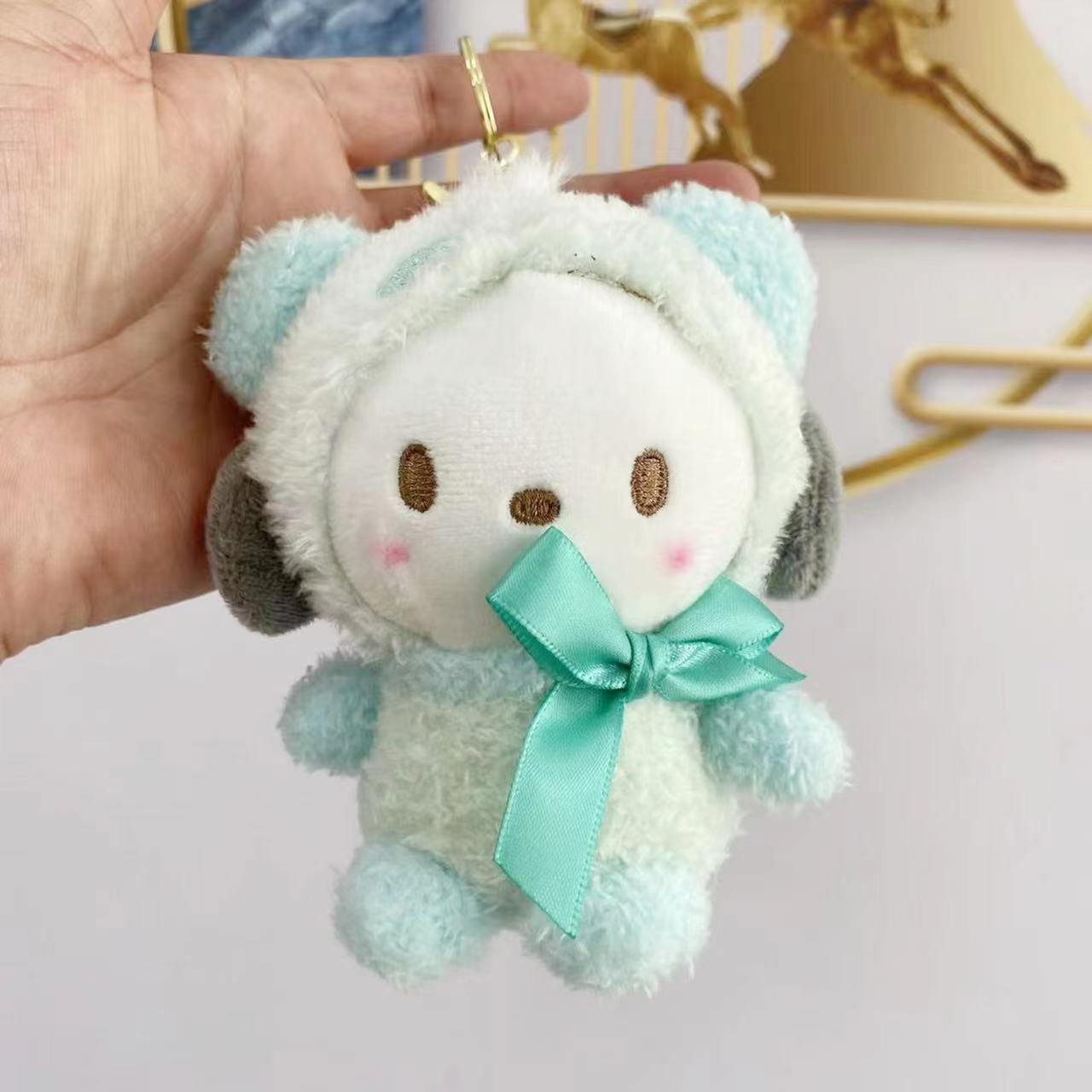 Colgante de felpa sanliou yugui perro llavero accesorios muñeca coolomi muñeca regalo juguete
