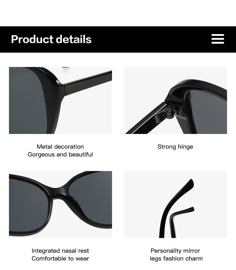 55g Weight Full Frame Glasses Structure Sunglasses Classification Ac, UV400 Protection Lens Material Square Glasses Style Travel, Fishing Occasion Solid Color Pattern All Seasons Season Women's Gender Casual, Elegant, Simple Style Style Casual Elegant Simple Style Solid Color Ac UV400 Protection Square Full Frame Women's Sunglasses 14
