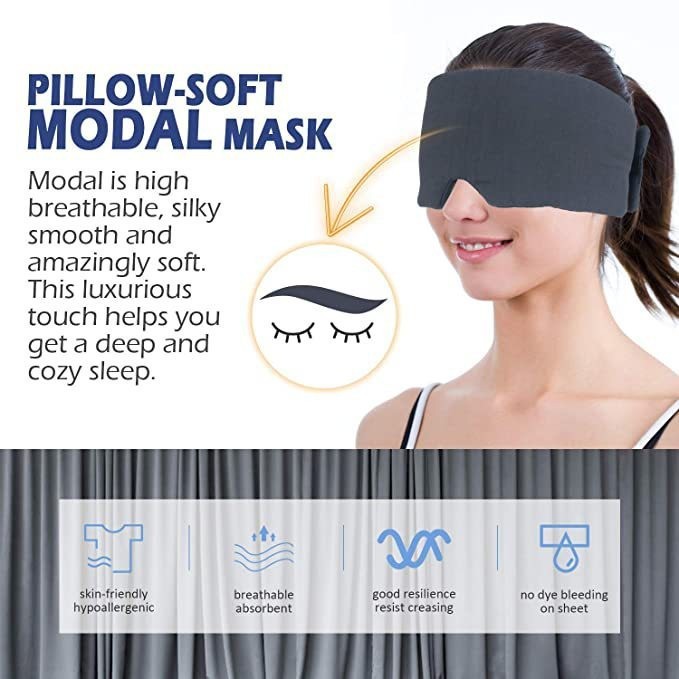 男性と女性のための完全密閉型睡眠アイマスク、モーダル通気性のある純綿、遮光性、非圧迫性、ワイドヘッドツーインワン|undefined