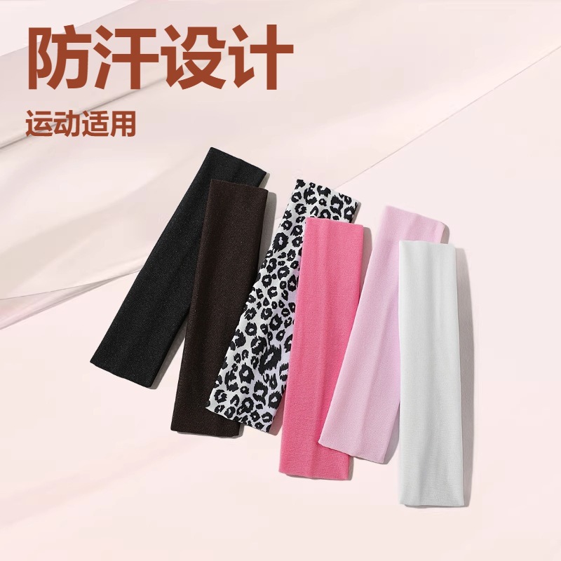 Factory Direct Sales Retro Leopard Print High-Elastic Yoga Headband Sweat-Absorbent Sports Running Headscarf