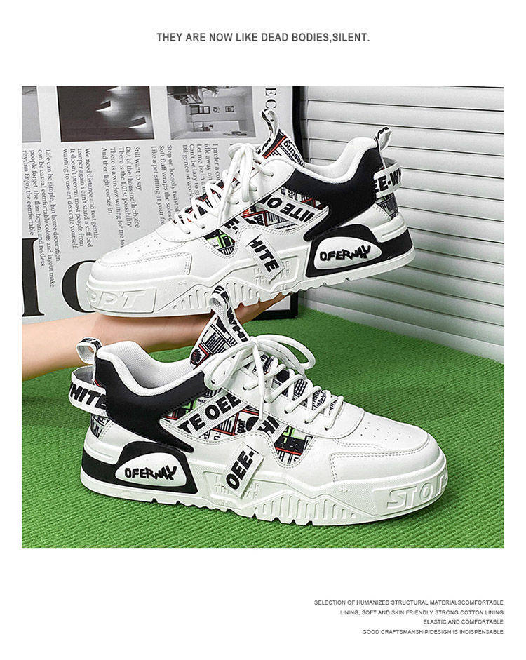 Giày thể thao nam màu trắng thoáng khí đế dày phong cách Hàn, giày sneaker đa năng thắt dây — E161 trắng đen, Màu Kaki E161 chi tiết 19