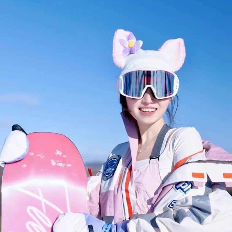 玲娜贝儿滑雪头盔帽套单双板电瓶车雪盔罩女可爱儿童耳朵装饰玩偶|undefined