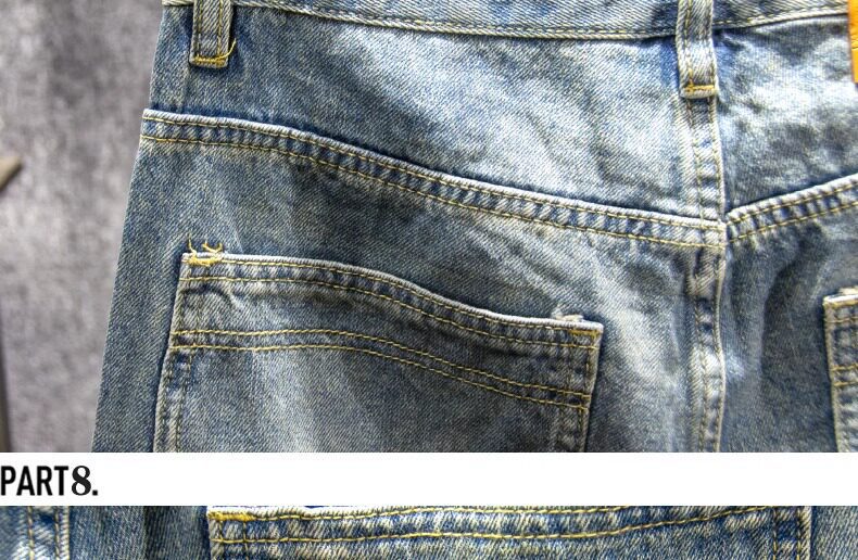 Men's Trendy Multi Pocket Cargo Denim Shorts Summer Style Loose Wide Leg Casual Cropped Pants_mkmklike.com