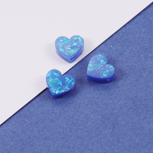 Resin Synthesized Opal 8mm Heart Love Shape Opal Stone Beads 1.5mm Hole Diameter Small Hole Beads