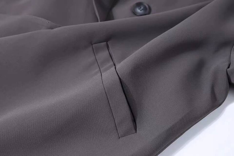 Áo blazer nữ dáng suông rộng phong cách Hàn Quốc, cổ vest một hàng cúc, tay dài — Màu trắng ngà, Màu xám đậm, màu đen chi tiết 10