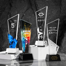 彩印水晶奖杯高档创意奖牌刻字玻璃教师节老师纪念摆件礼品水晶石