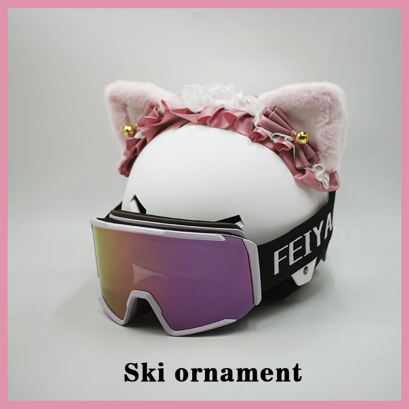 Handmade Cat Ear Hairband Detachable Ski Helmet Decoration