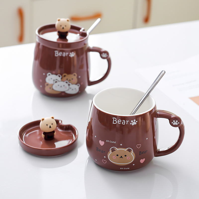 Creativo oso cerámico taza de marca encantadora taza de pareja de dibujos animados taza de agua taza de café taza de desayuno taza de leche