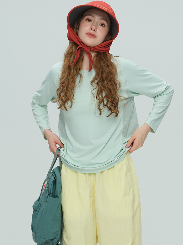 2025秋冬新品瑜伽服女带网纱透气运动服高弹耐穿健身服圆领长袖|undefined
