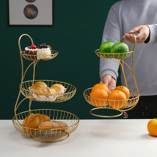 Multi-layer European fruit basket living room creative fashion fruit plate ins high-value storage rack multi-functional cake fruit bowl