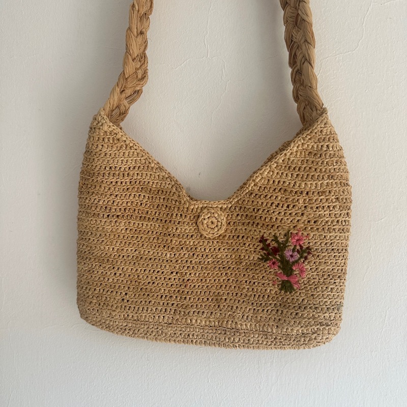 Cross-Border Raffia Woven Handbag Straw Bag Embroidered Hand-Held Tote Vacation Shoulder Bag Beach Bag