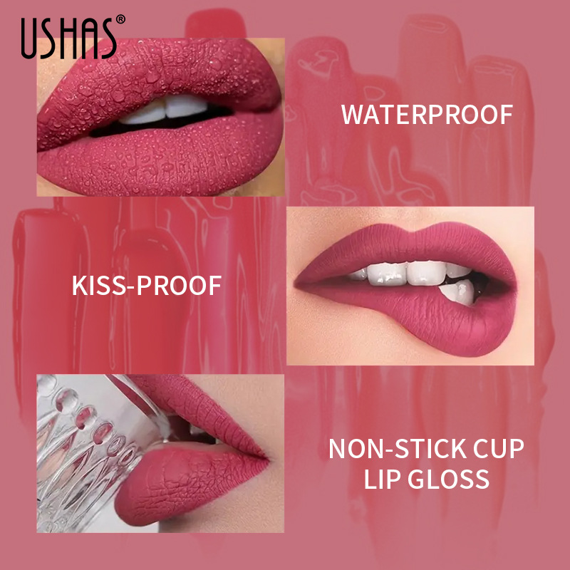 USHAS6 Farbe flüssiger Mund roter Lippenglanz für Frauen_voghion.com