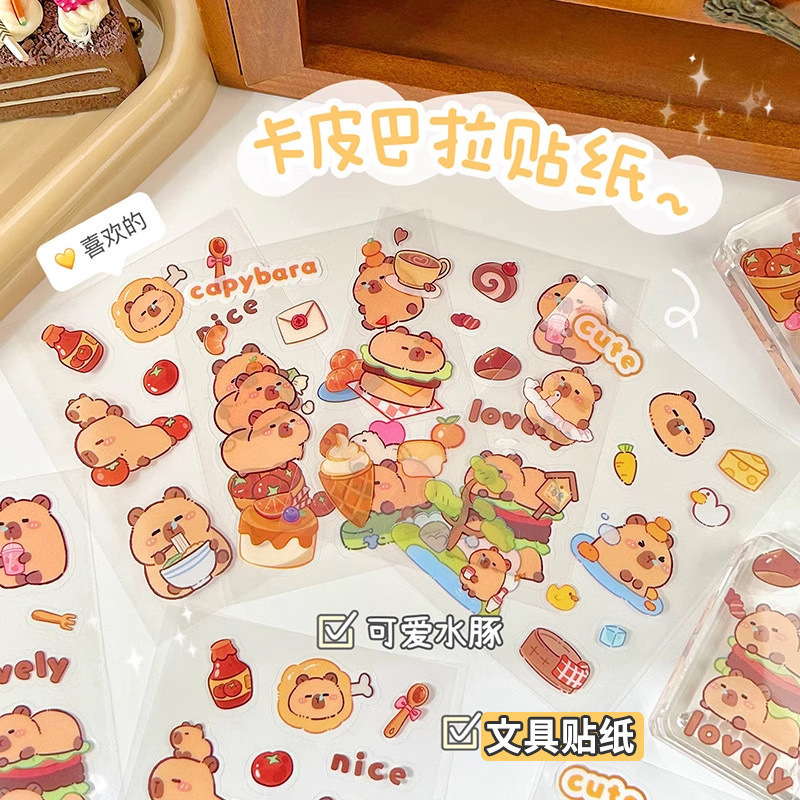 High-Quality Stickers for Girls' Journals, Children's Nail Stickers, DIY Princess Dress-Up Stickers, Creative Capybara Stickers