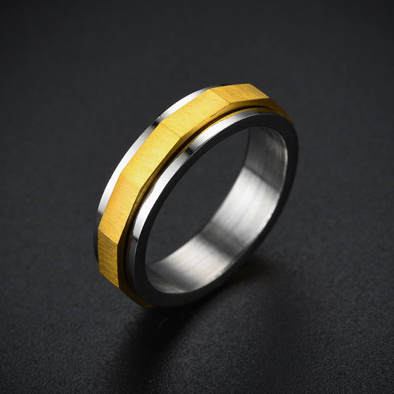 All Seasons Season Retro Classic Style Geometric Titanium Steel Plating Unisex Rings Men Band Rings
