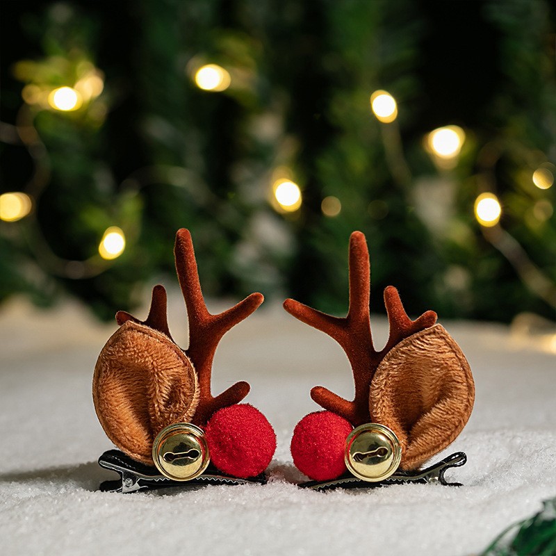 Adorable cabello de Navidad corno de ciervo cinco estrellas cabeza de banda de cabello de Navidad para niños corpos de cabello de decoración accesorios clipes de cabello