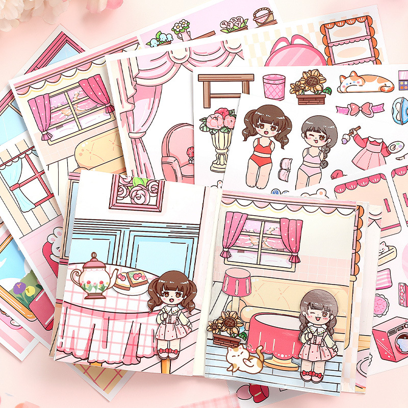 Una salsa de flores Hua DIY libro silencioso libro de juguete de descompresión para niños DIY producto semiacabado material de aderezo Doudou libro de pegatinas