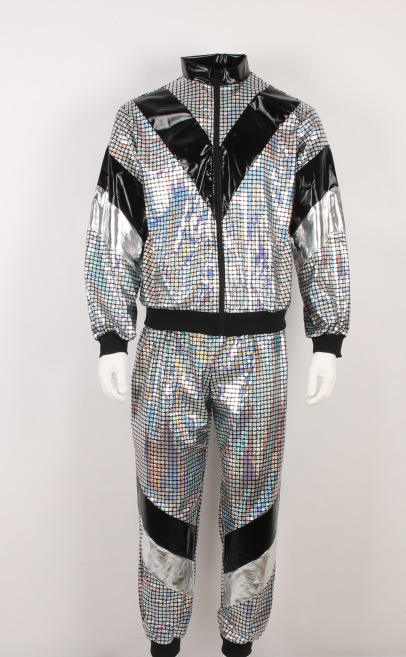 Серебристо-белая клетчатая спортивная одежда (глянцевая)