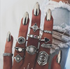 Fashionable retro triangular set, ring, European style, 10 pieces