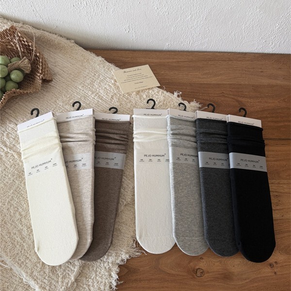 Jing'ao anti-pilling cotton socks, postpartum socks, soft and smooth, seamless, stacked socks for women, autumn basic solid color women's mid-calf socks Jing'ao anti-pilling cotton socks, postpartum socks, soft and smooth, seamless, stacked socks for women, autumn basic solid color women's mid-calf socks