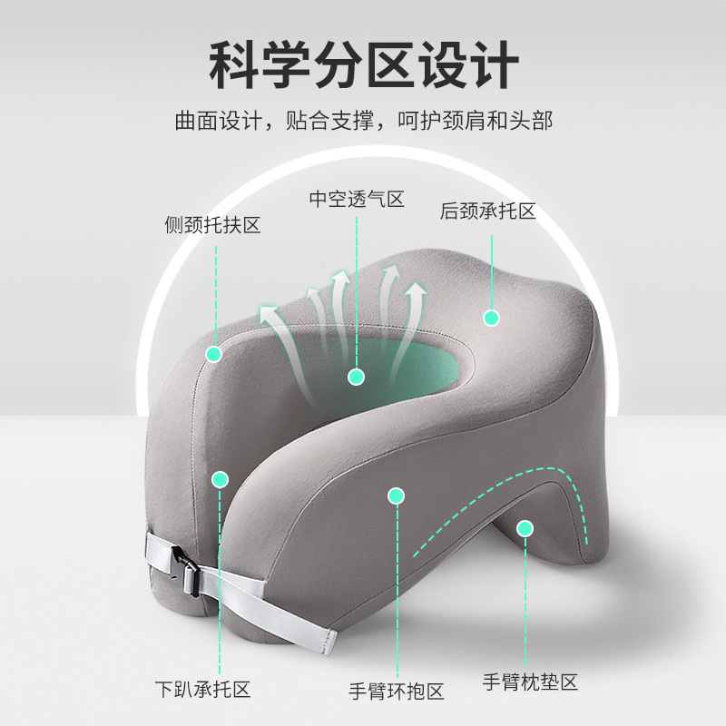 U型枕午睡枕辦公室趴睡枕慢回彈記憶棉學生護頸脖枕旅行飛機U形枕
